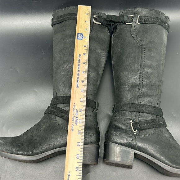 UGG AUSTRALIA DARCIA BLACK LEATHER KNEE HIGH BOOT WOMEN SIZE 8.5 RIDING BOOT - Picture 10 of 14